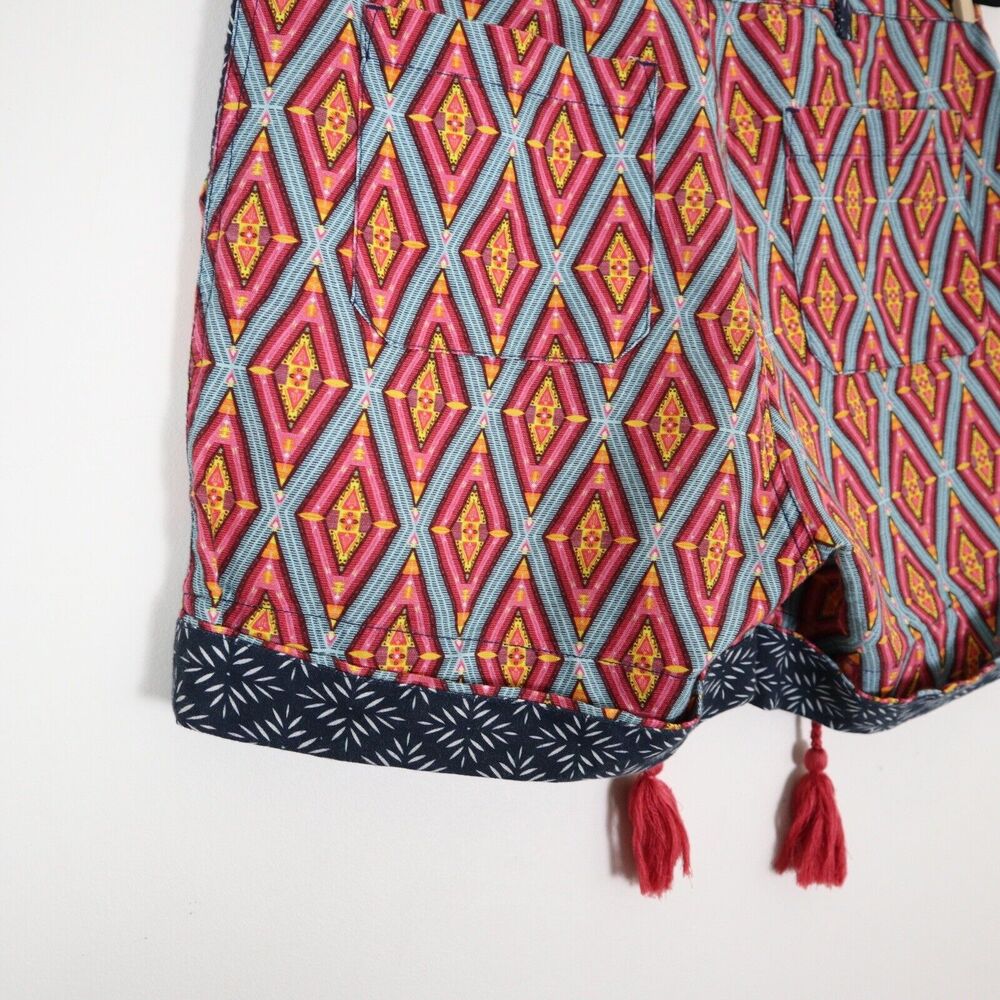 Sundance Size PS Kalini Shorts Cotton Linen Print Multicolor Diamond Cuffed - Picture 11 of 11